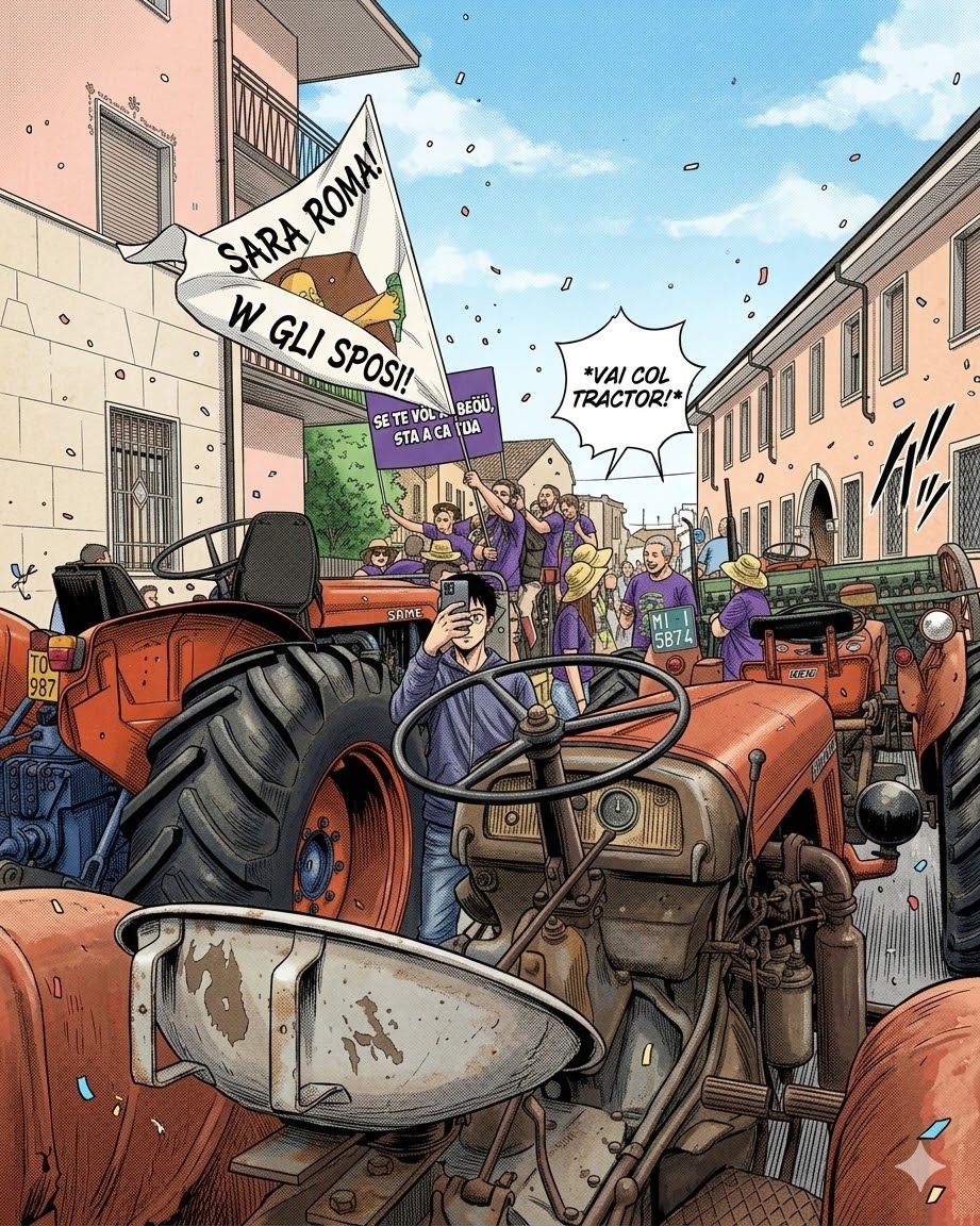 Corteo tra i trattori
